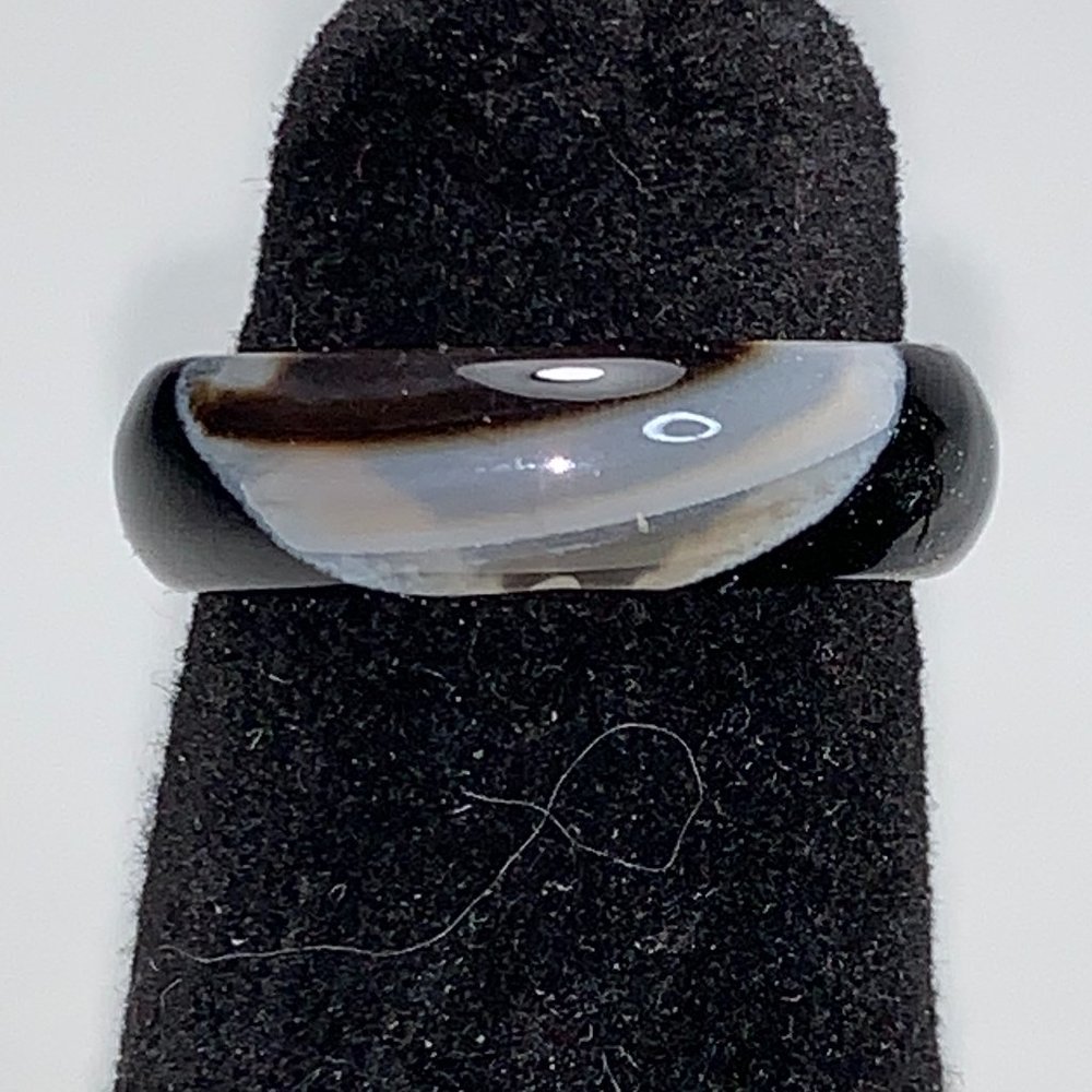 Black Agate Ring, Size 7 1/4